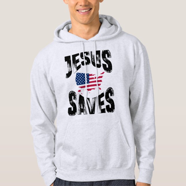 JESUS SAVES United STATER Hoodie (Framsida)