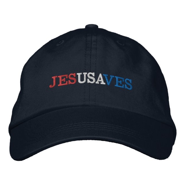 Jesus Saves USA Tri-Färg Embroidery Broderad Keps (Framsida)