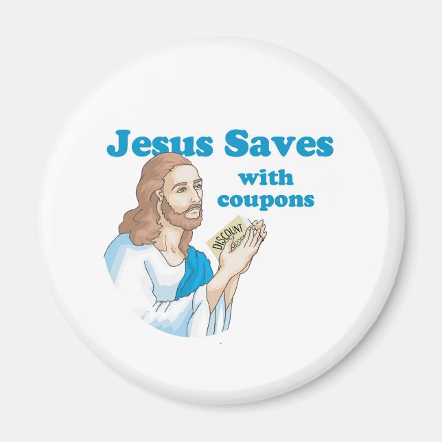 JESUS SAVES WITH COUPONS MAGNET (Framsidan)