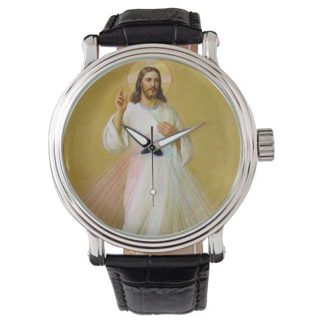 Jesus Savior Blating Catholique Artwork Armbandsur (Framsida)