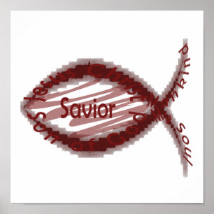 Jesus Savior Fish Symbol Poster