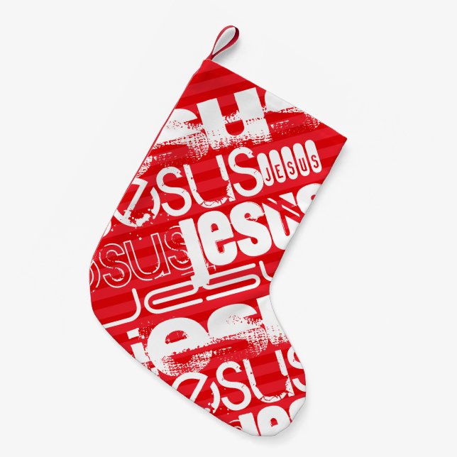 Jesus; Scarlet Red Rand Liten Julstrumpa (Framsidan (Hängande))