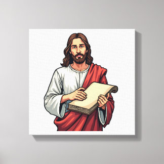 Jesus Scroll Scripture Vintage Gravyr T-shirt 2 Canvastryck