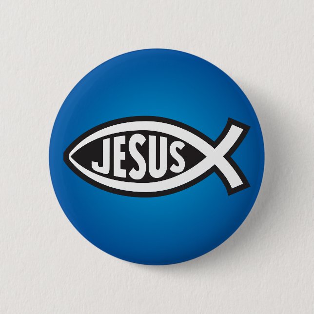 Jesus Secret Symbol Ichthys Ι Χ Θ Υ Blue Knapp (Framsida)