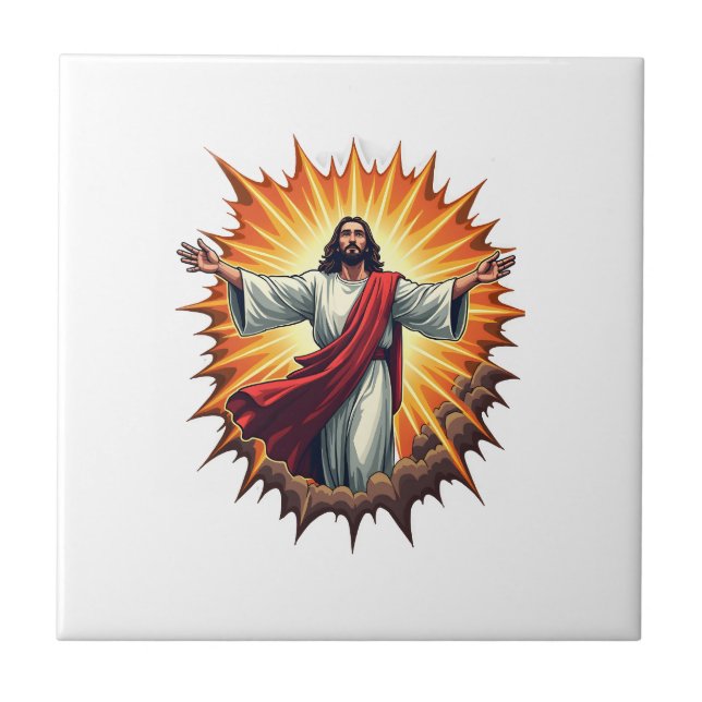 Jesus Seger Brister Vintage Gravyr Tröja Kakelplatta (Framsidan)