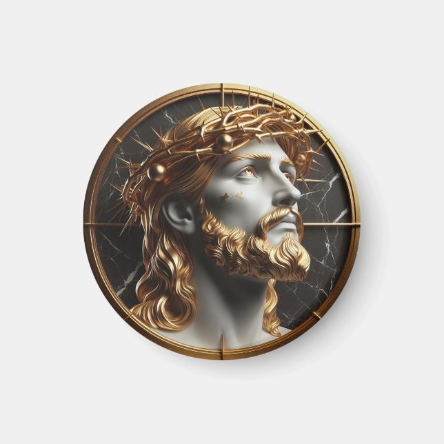 Jesus ser upp mot himlen med törnen magnet (Framsidan)