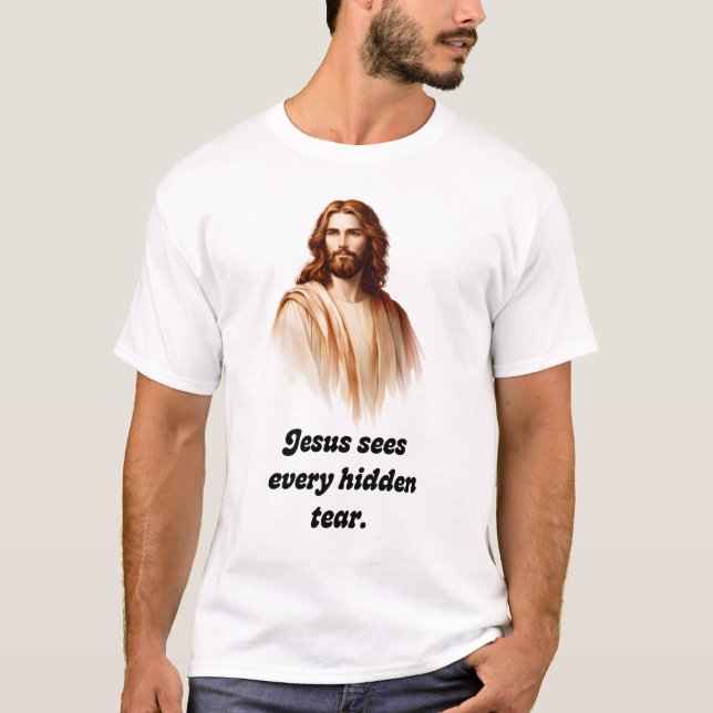 Jesus Ser Varje Dold Tår T-Shirt (Framsida)