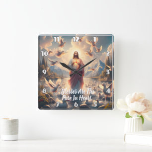 Jesus Serene Heaven från Ankor Fyrkantig Klocka