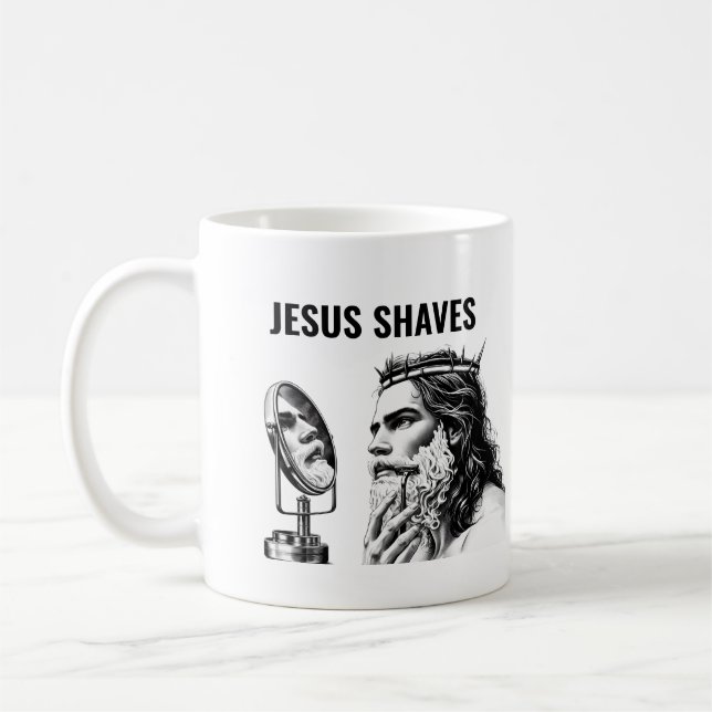 Jesus Shaves - Funny Jesus Meme Kaffemugg (Vänster)