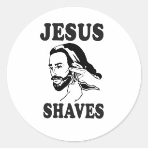 JESUS SHAVES RUNT KLISTERMÄRKE