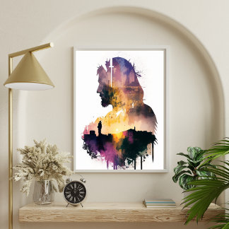 Jesus Silhouette Porträtt Printable Poster