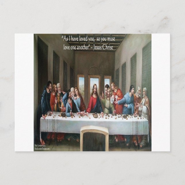 Jesus @ Sista måltiden "Älska varandra" Citat Vykort (Framsida)