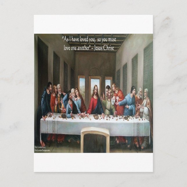 Jesus @ Sista måltiden "Älska varandra" Citat Vykort (Framsida)