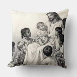 Jesus sittande med barn kudde