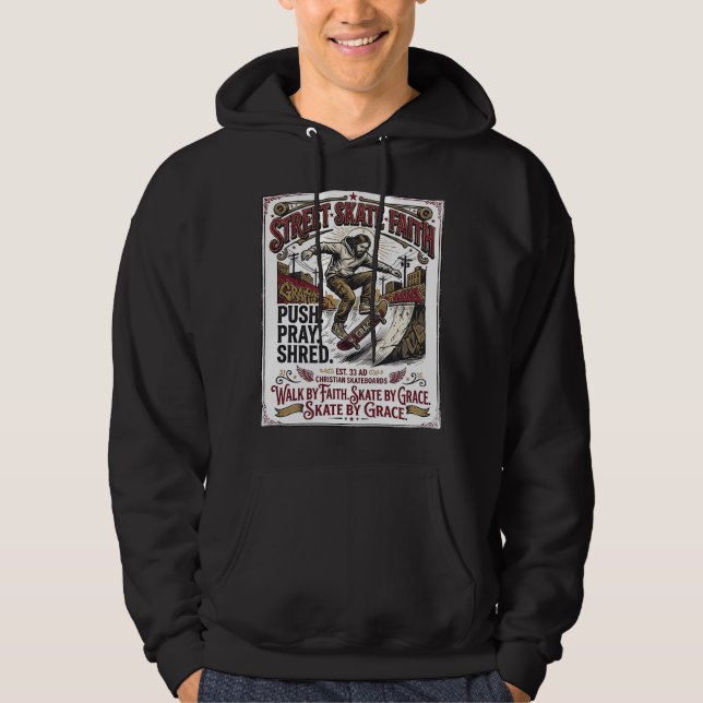 Jesus Skate Longboard Tröja Kristna Hoodie (Framsida)