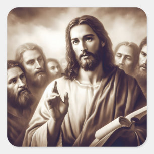 Jesus skildrad som lärare fyrkantigt klistermärke