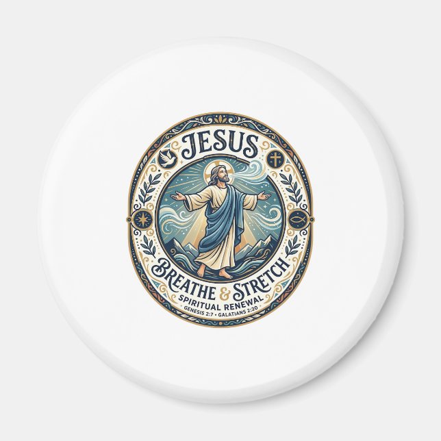 Jesus sköna rörelse Wellness Tröja Tro baserad D Magnet (Framsidan)