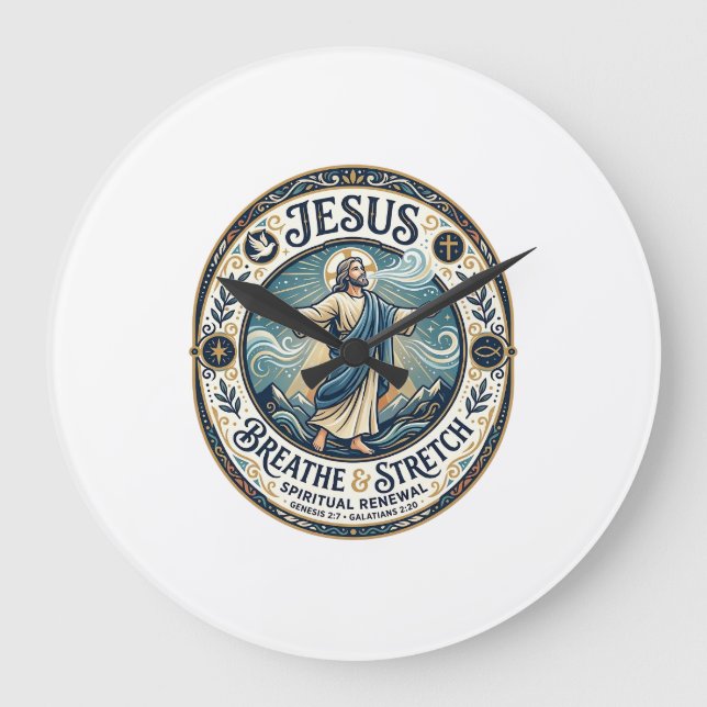 Jesus sköna rörelse Wellness Tröja Tro baserad D Stor Klocka (Framsida)