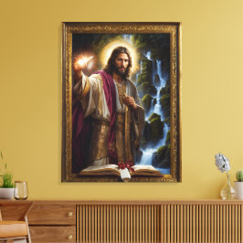 Jesus skriver i Bok i Life Canvastryck