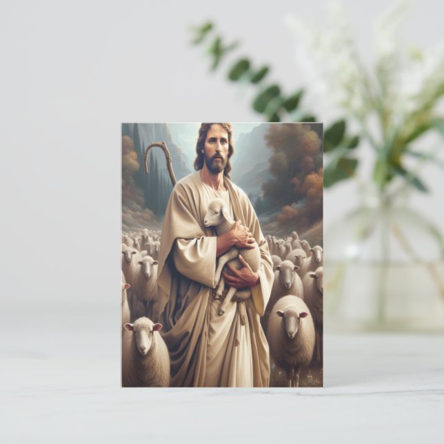 Jesus skyddar hans älskade får vykort (Stående Fram)