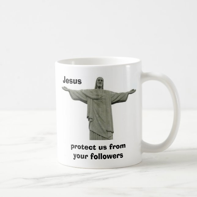 Jesus skyddar oss från dina anhängare kaffemugg (Höger)