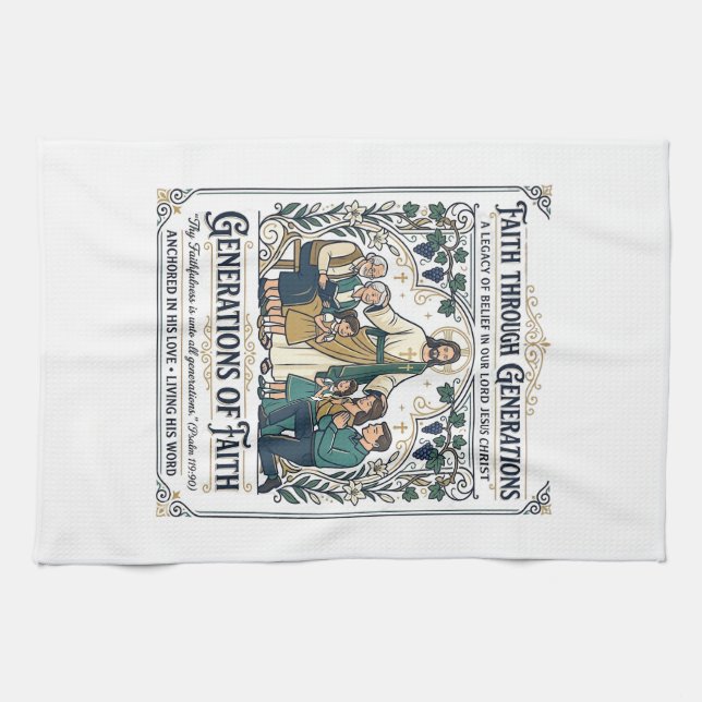 Jesus släktträd tröja tro baserad design kökshandduk (Horisontell)