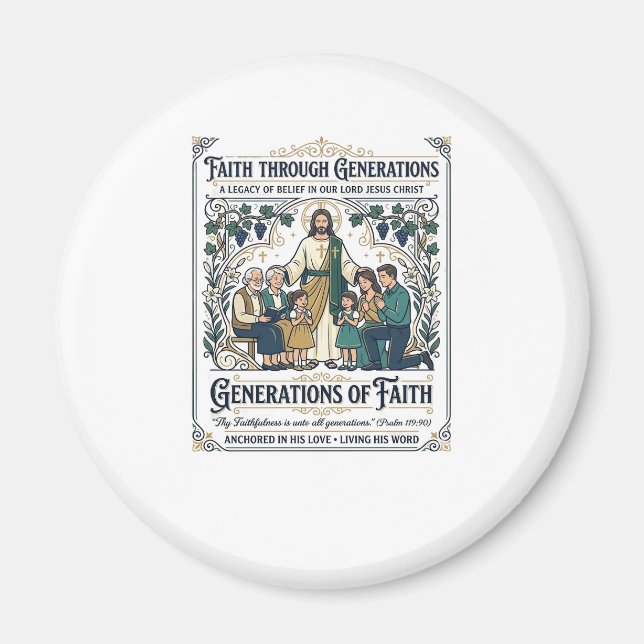 Jesus släktträd tröja tro baserad design magnet (Framsidan)