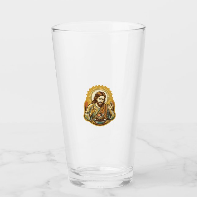 Jesus Slappade Sushi I Sojasås Stänk Mat Humor Glaskopp (Framsida)