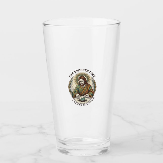 Jesus släppte Lime Kilo Smutsig Golv Tequila Party Glaskopp (Framsida)