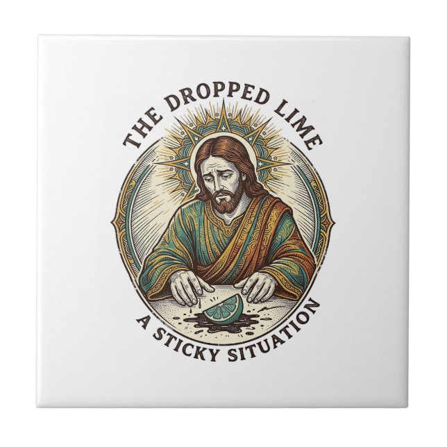 Jesus släppte Lime Kilo Smutsig Golv Tequila Party Kakelplatta (Framsidan)