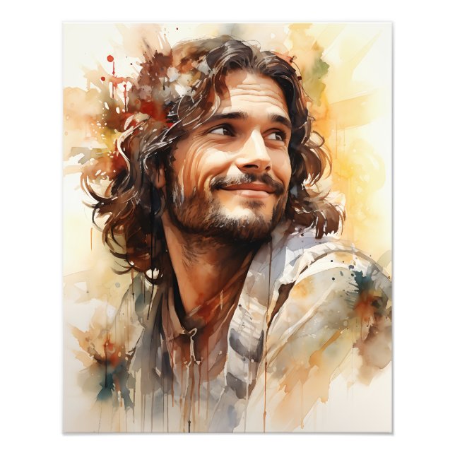 Jesus Smiling Photo Fototryck (Framsidan)