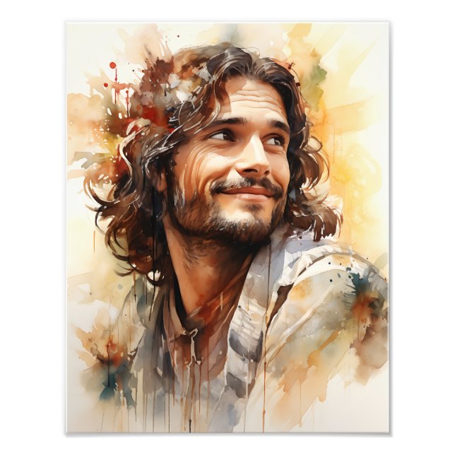 Jesus Smiling Photo Fototryck (Framsidan)
