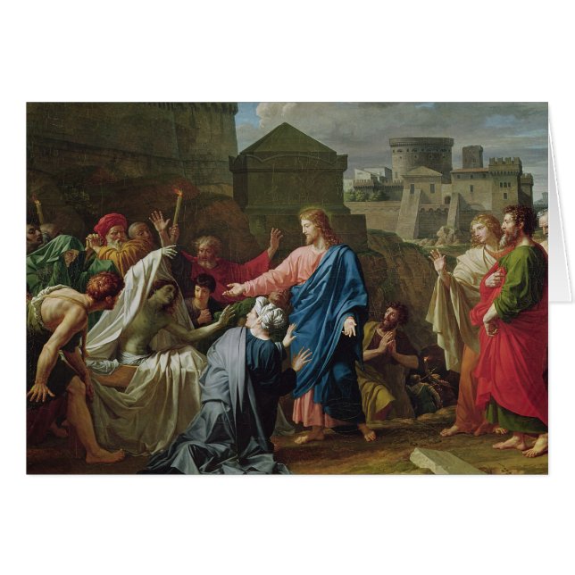 Jesus som återuppväcker sonen av änkan av Naim Hälsningskort (Framsidan Horizontal)