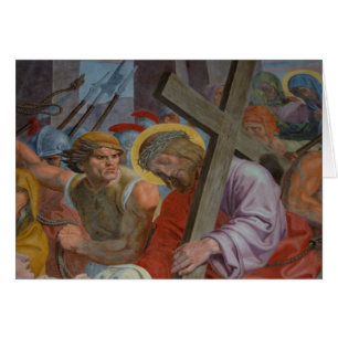 Jesus som bär hans Kor Hälsningskort