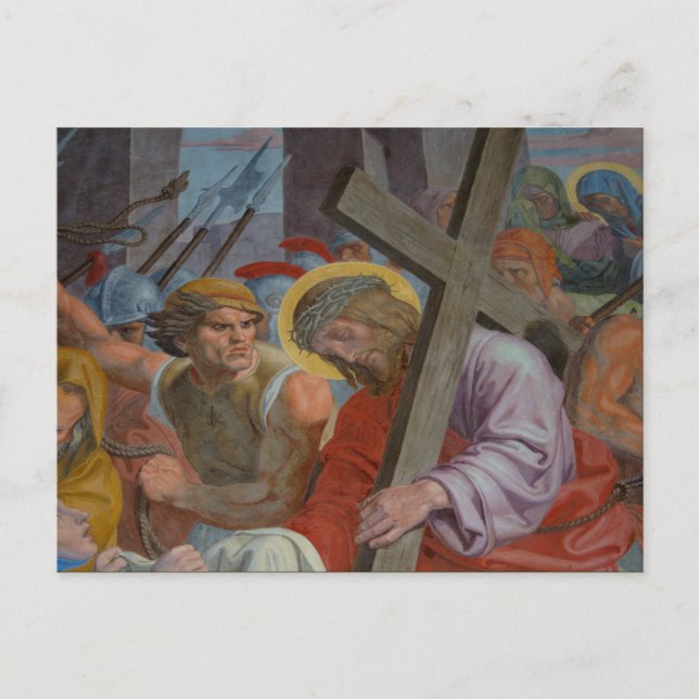 Jesus som bär hans Kor Vykort (Framsida)
