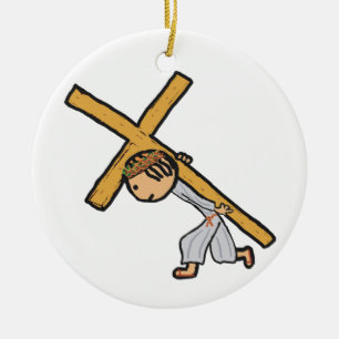 Jesus som bär Kor Julgransprydnad Keramik