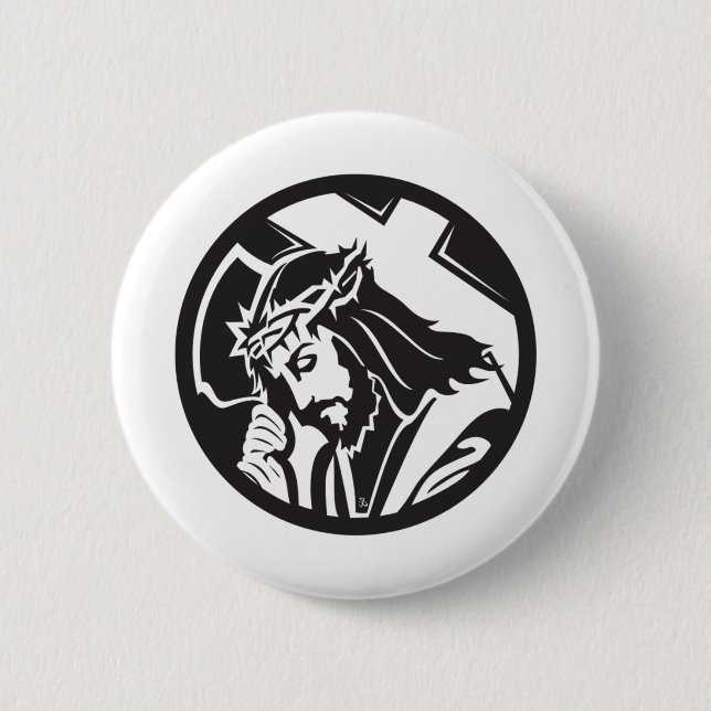 Jesus som bär kor knapp (Framsida)