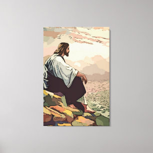 Jesus som ber för Jerusalem Canvastryck