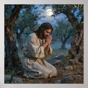 Jesus som ber i Getsemane tråck och poster