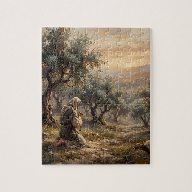 Jesus som ber i Getsemane-trädgården Pussel (Vertikal)