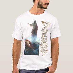 Jesus som besegrar den Satan och Joshua 24:15 T Shirt