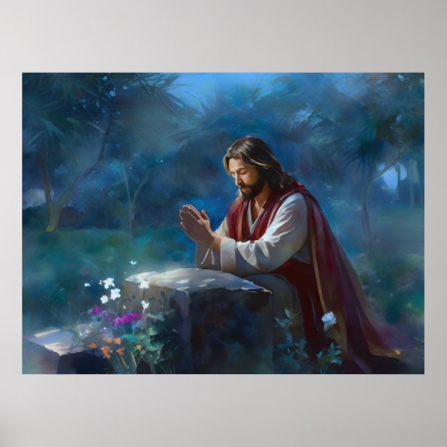 Jesus som bönade i parken poster (Framsidan)