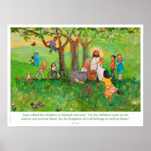 Jesus som delar gemenskap med barn poster