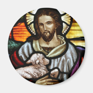 Jesus som det bra herdeporträtt magnet