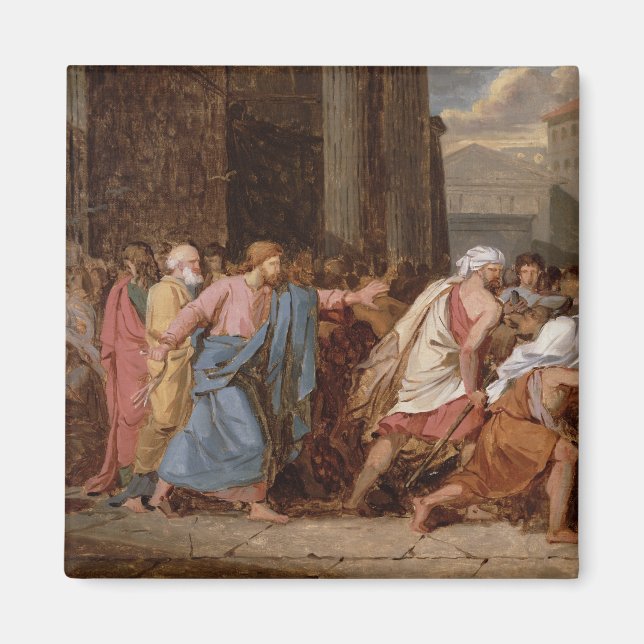 Jesus som drev handelsmännen från Temple Magnet (Framsidan)