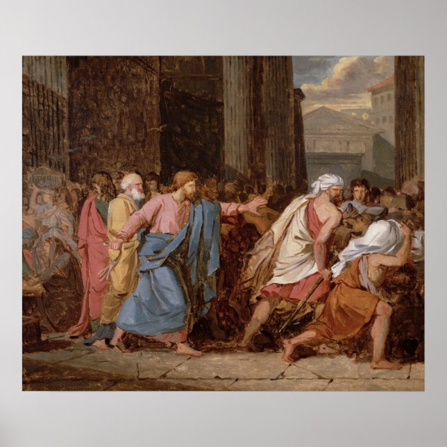 Jesus som drev handelsmännen från Temple Poster (Framsidan)