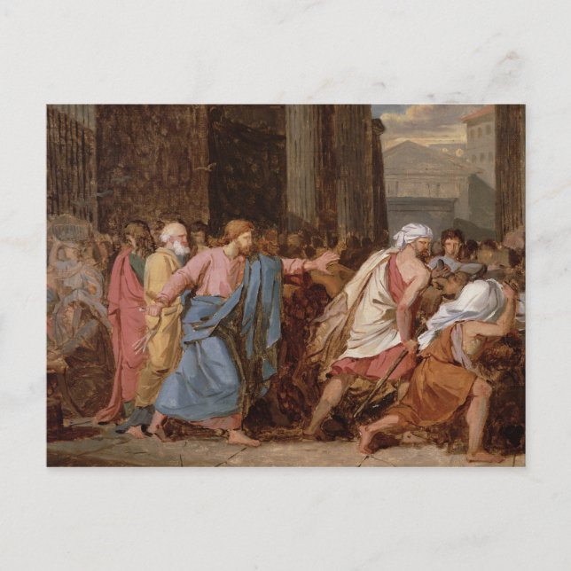 Jesus som drev handelsmännen från Temple Vykort (Framsida)