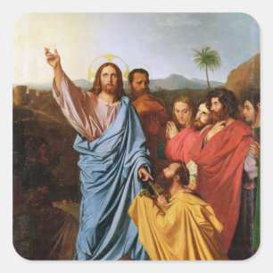 Jesus som går nycklarna tillbaka till St Peter, Fyrkantigt Klistermärke