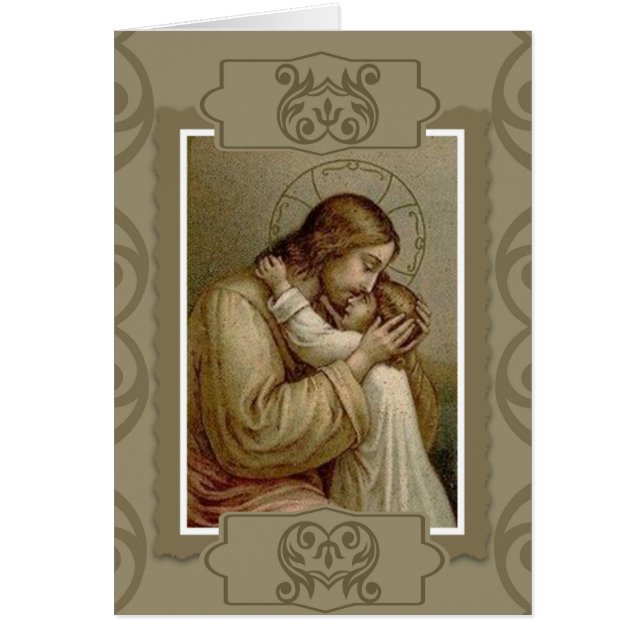 Jesus som håller unga flickor barn OBS kort (Framsidan)