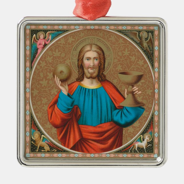 Jesus som håller upp Eukarist (SNV 050) Julgransprydnad Metall (Framsidan)